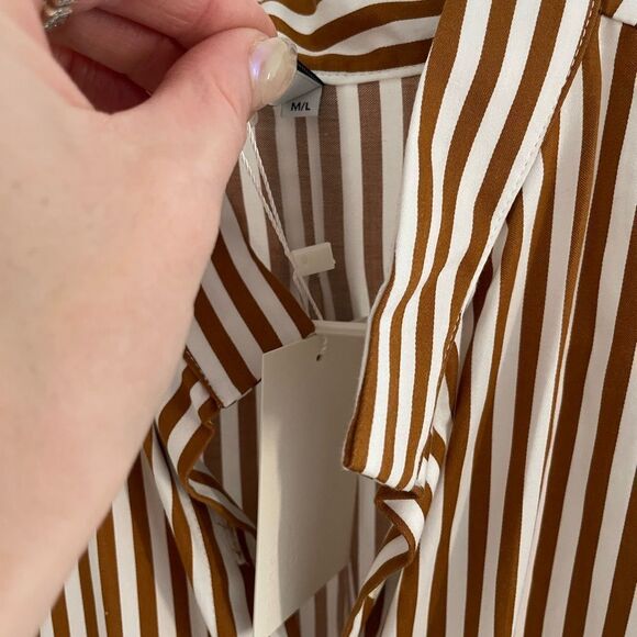 PRIORY Aise Dress Striped Poplin Burnt Orange / White in M/L​​​​ - Picture 7 of 7